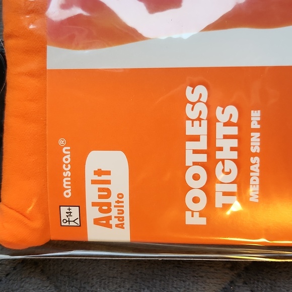 Amscan Adult footless tights ☆ Orange ☆ Brand New in pkg ☆  up to 160 lbs - Picture 2 of 8